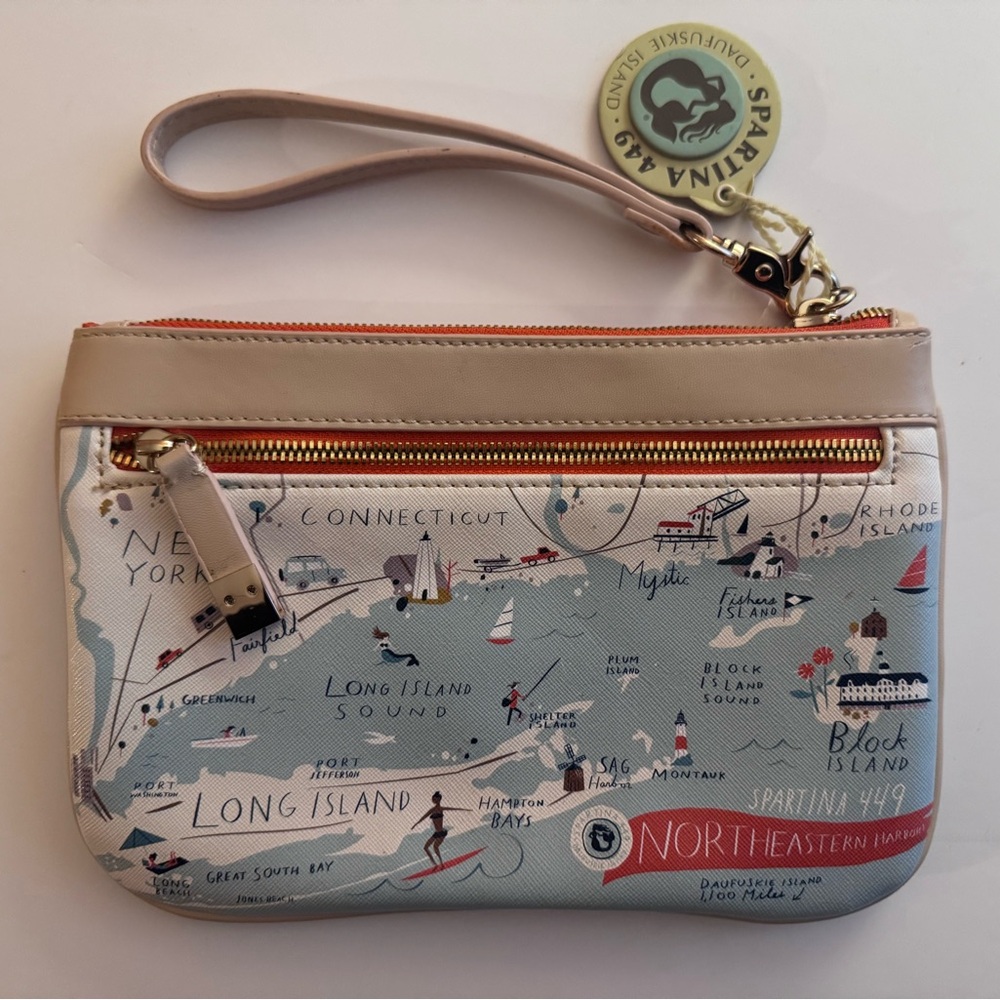 Spartina 449 Northeastern Harbors  Scout Wristlet in Cream and Tan - NWT - Picture 4 of 13